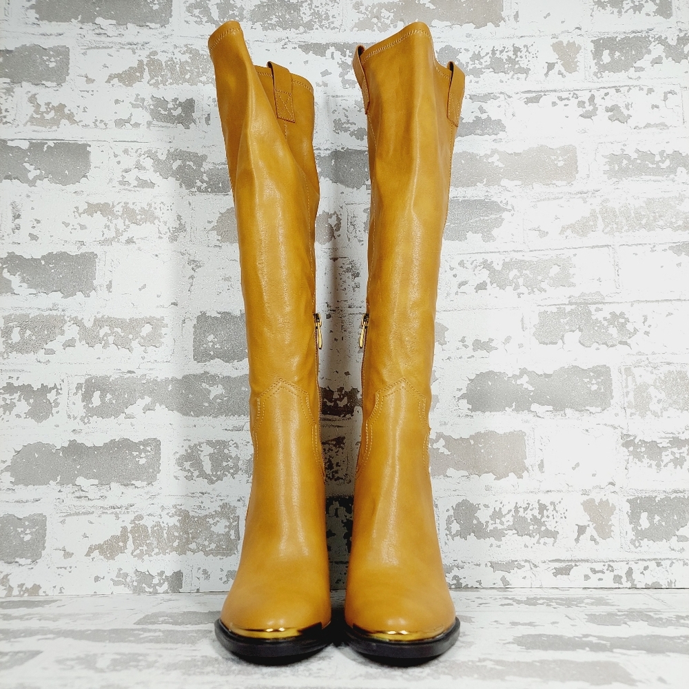 New Franco Sarto Glenice 2 Women Faux Leather Block Heel Tall Boots O580 - Picture 3 of 12